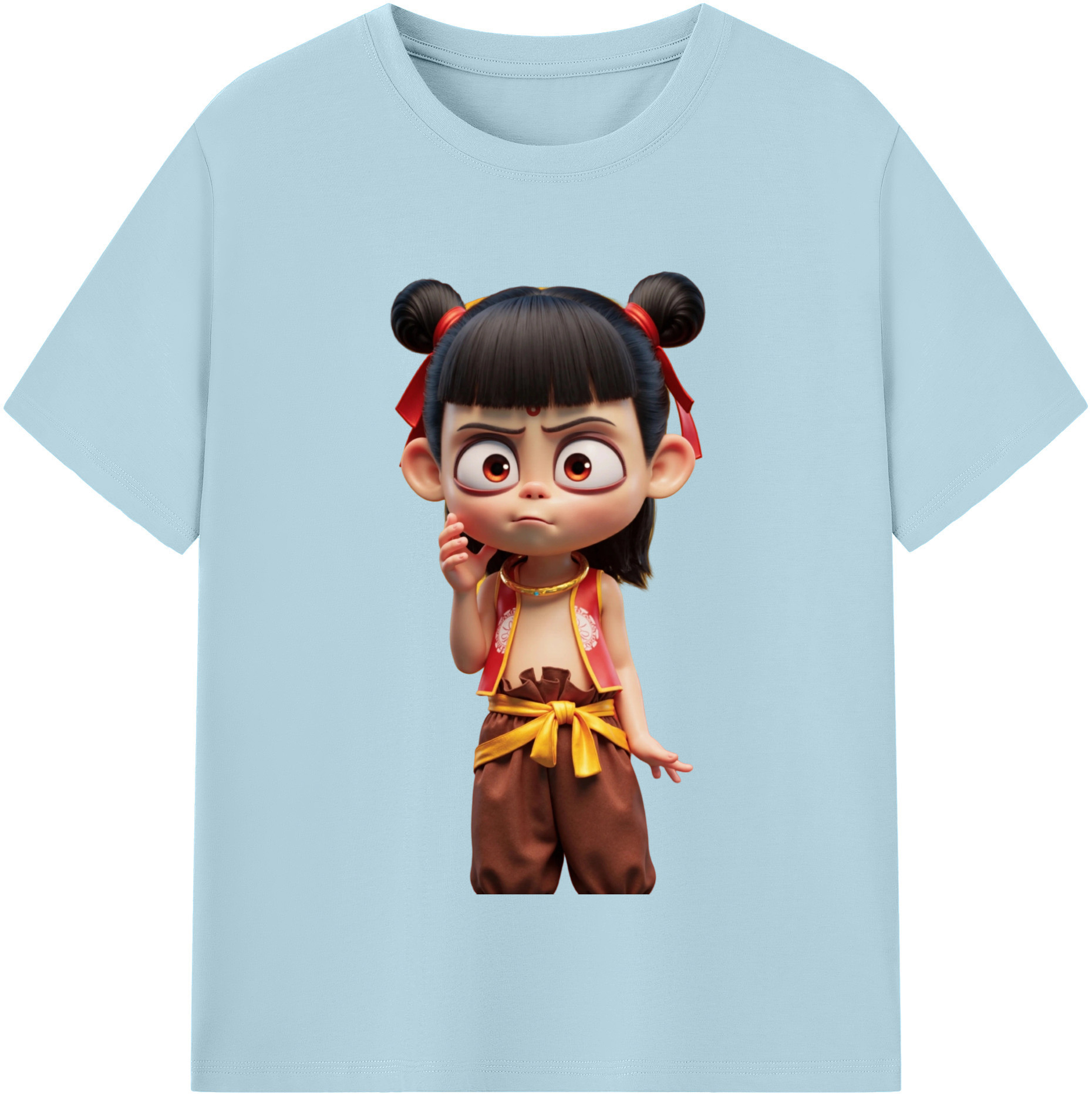 （画像用） Ne Zha 2 ナタ 魔童の大暴れ 綿100％半袖Tシャツ（フロントプリント）
